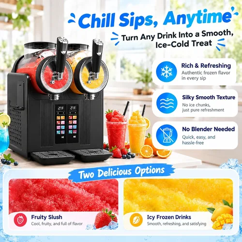 Vista 4 de Máquina de granizado de doble tanque para el hogar, fabricante de helado