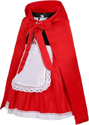 Vista 4 de Disfraz de Caperucita Roja para Niñas, Disfraces de Halloween, cuento de hadas, Personaje, Cosplay