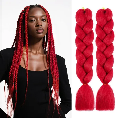 Vista 17 de 6 juegos de extensiones de cabello Kanekalon trenzado y sombreado, pelo de fibra sintética de alta temperatura de 24 pulgadas para trenzas crochet