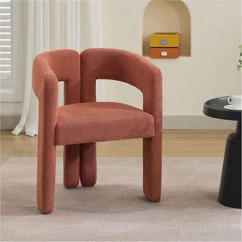 Vista 18 de adochr Modernas sillas de comedor de barril, silla de comedor tapizada de lino con patas de madera, sillas decorativas con brazos, cómodos sillones