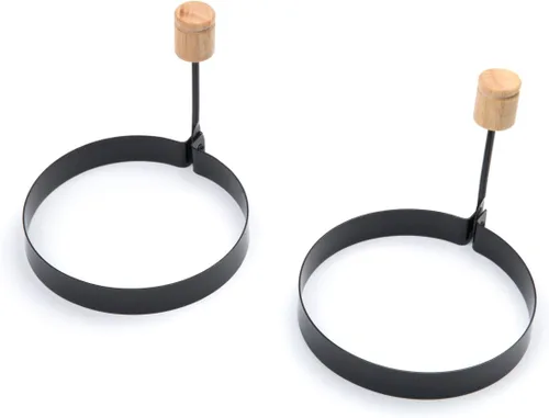 Vista 2 de Fox Run Anillo de huevo antiadherente con mango plegable, juego de 2