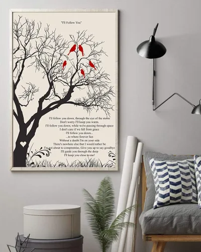 Vista 3 de Póster impreso con texto en inglés "I'll Follow You" (12 x 18 pulgadas)