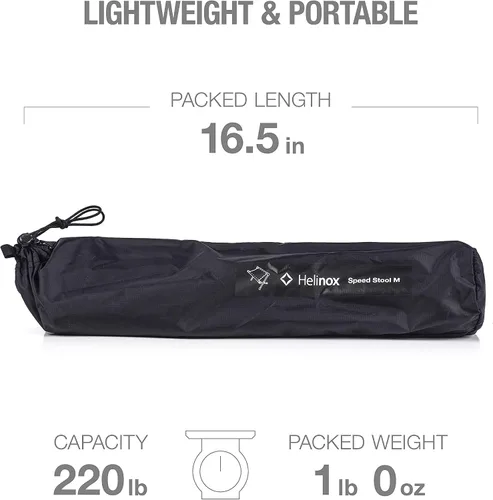 Vista 3 de Helinox Taburete Speed Ultralight, Asiento plegable portátil, negro