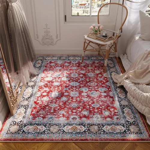 Vista 158 de Rugcomf Alfombra de Entrada de 2'x3' - Patrón Paisley, Tapete para Puerta de Entrada Interior, Floral Vintage, Lavable a Máquina, Alfombra