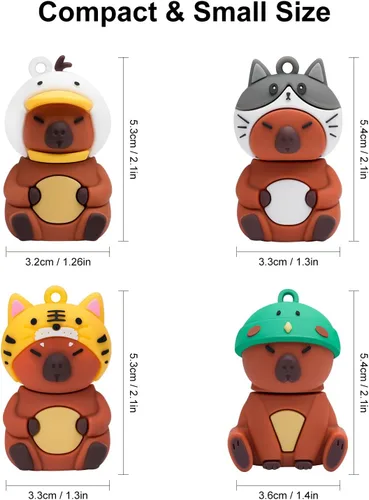 Vista 7 de Memoria USB Stick 4pcs 16GB Cute Flash Drive Capybara Animal Memory Stick Novedad Flash Drive Pendrive Thumb Drive Regalo para estudiantes y niños