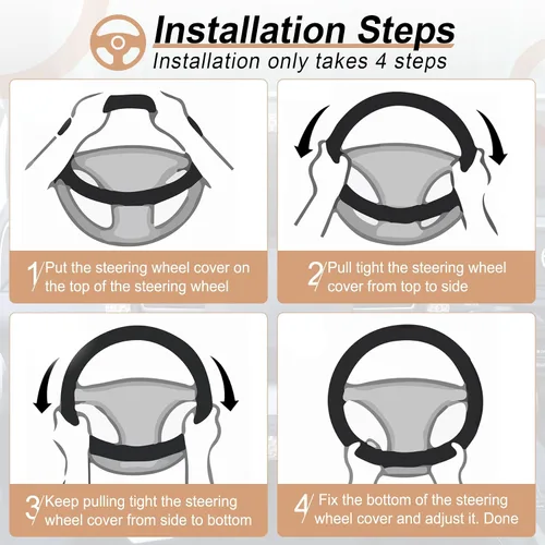 Vista 5 de Alpmosn Funda Elástica Extensible para Volante, Microfibra Transpirable de Seda de Hielo, Antideslizante, Accesorios de Interior de Automóvil