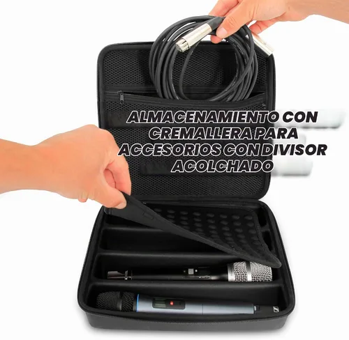 Vista 5 de CASEMATIX Sennheiser, Shure y más - Funda de micrófono inalámbrico compatible con cuatro micrófonos inalámbricos de hasta 10.75 pulgadas