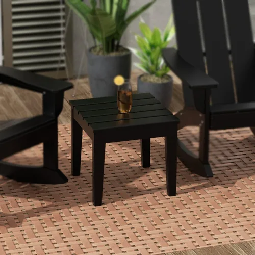 Vista 2 de WestinTrends Ashore - Mesa auxiliar Adirondack moderna para patio al aire libre, color negro