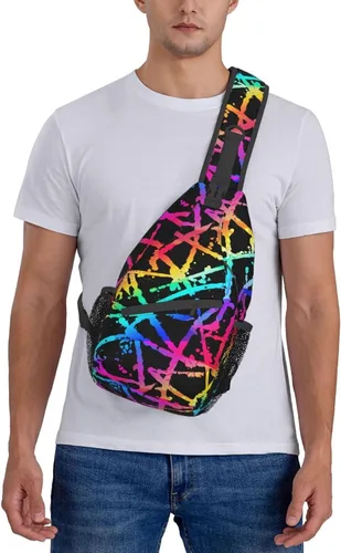 Vista 6 de PETTDY Bolso bandolera para hombres y mujeres, mochila de hombro, bolsas de pecho, mochila cruzada para senderismo, camping, viajes al aire libre