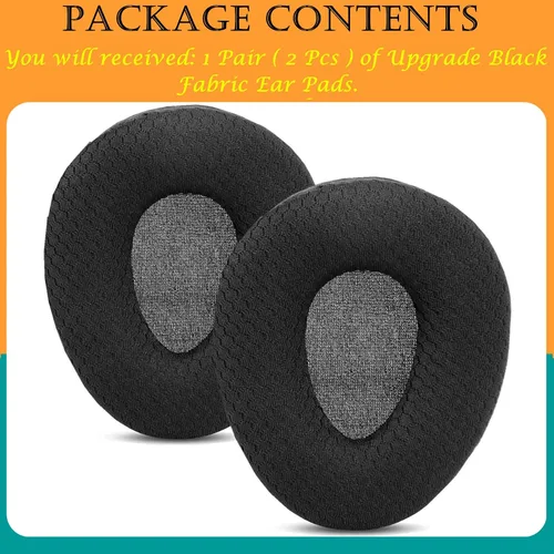 Vista 6 de Almohadillas de repuesto de espuma viscoelástica compatibles con PowerLocus Bluetooth Heaphone Tela, color negro