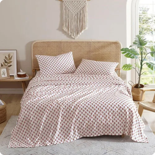 Vista 13 de Indigo Ink - Juego de sábanas para cama individual, ropa de cama de peso medio con funda de almohada a juego, juego de cama floral boho, suave