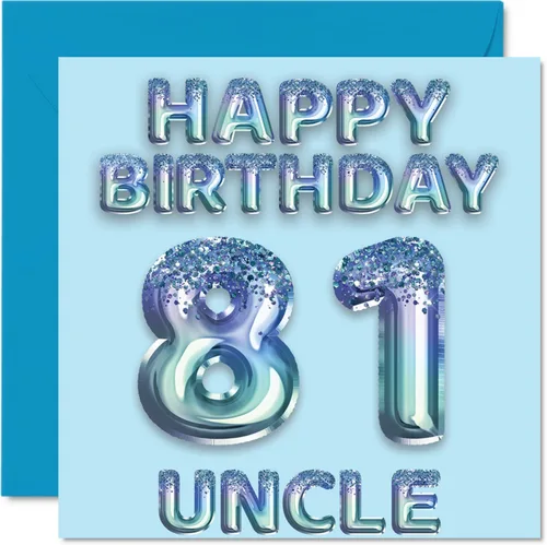 Vista 207 de Stuff4 Tarjeta de primer cumpleaños para niños, globo de fiesta con purpurina azul, tarjetas de feliz cumpleaños para niño de 1 año, nieto, hijo, 57