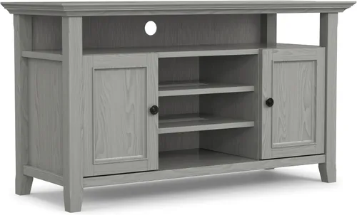 Vista 15 de SIMPLIHOME Amherst - Soporte de TV de transición de madera maciza de 72 pulgadas de ancho, estilo rústico marrón envejecido, para televisores