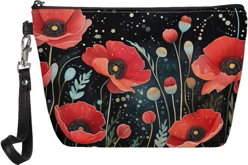 Vista 32 de Howilath Novedad Impreso Elegante Bolso Cosmético De Las Mujeres, Perros Animales Perezoso Diseño Floral Niña Trapezoide Cosméticos Bolsa De