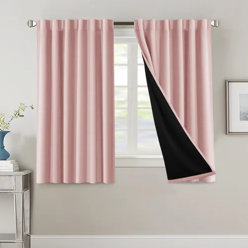 Vista 55 de H.VERSAILTEX Cortinas 100% opacas para dormitorio con forro negro, cortinas de oscurecimiento de habitación completa, con aislamiento térmico