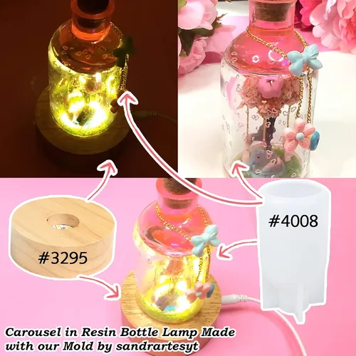 Vista 3 de Moldes de silicona de fundición de resina epoxi con lámpara USB y juego de 5 corchos