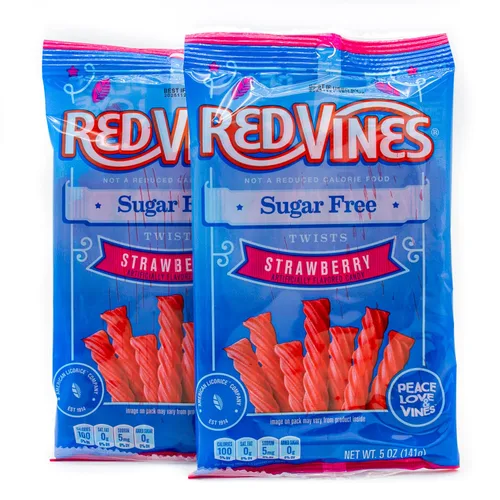 Vista 6 de Sugar Free Red Licorice Twists 5oz Bags (4 Pack) Strawberry Flavored, Chewy Candy, Smart Sweets