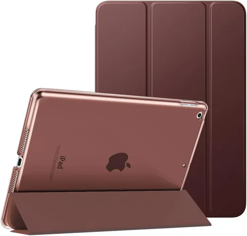 Vista 46 de MoKo - Funda compatible con iPad 2019, fina, ligera, inteligente, carcasa, cubierta de soporte con protector trasero traslúcido esmerilado 1-Oro Rosa