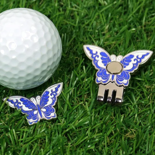 Vista 2 de Mariposa Golf Bal L Marcador con clip para sombrero de golf para damas golfistas clip magnético para sombrero para mujeres golfistas