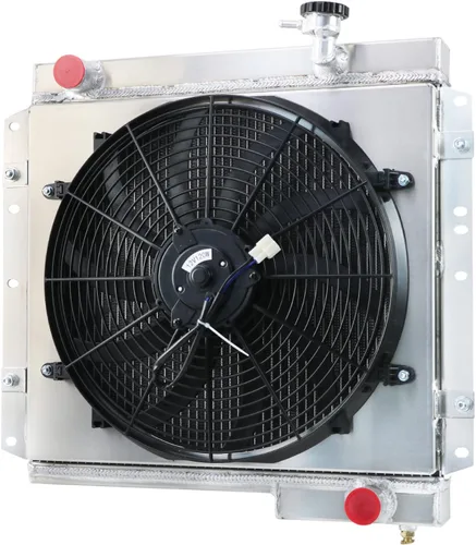 Vista 2 de Radiador de aluminio de 4 filas+Sudaria+Ventilador para 1968-1984 Toyota Land Cruiser FJ40 FJ45 Gasolina MT