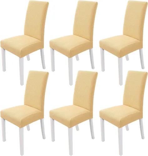 Vista 8 de PETCUTE Fundas elásticas para sillas de comedor, fundas elásticas antideslizantes para sillas de comedor, color gris, paquete de 2