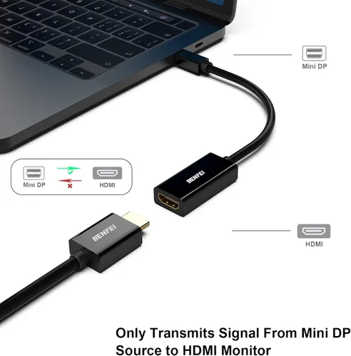 Vista 2 de BENFEI - Cable dorado chapado en oro, convertidor de Mini DisplayPort a HDMI, Mini DP (Thunderbolt) a HDMI, compatible con MacBook Pro, MacBook Air