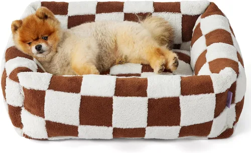 Vista 17 de LE SURE Bonita cama para perros y gatos pequeños, camas lavables para cachorros, acogedor sofá ortopédico rectangular para mascotas con felpa