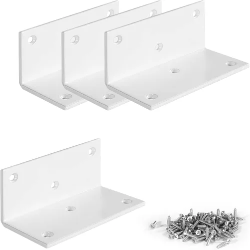 Vista 10 de 8 soportes de hierro de ángulo recto de 2.76 pulgadas de largo con tornillos, 2.76 x 1.57 x 1.57 pulgadas, soporte de esquina de 90 grados