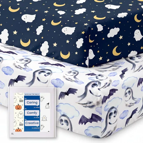 Vista 70 de Sábanas suaves para cuna de niño de alta calidad, sábana bajera para cuna ultra transpirable, sábanas súper elásticas de 28 x 52 x 9 pulgadas