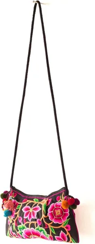 Vista 4 de changnoi Rosa Cocoon Tailandia Hmong Bolsa bordado Hill Tribe Handmade Crossbody Bolsa
