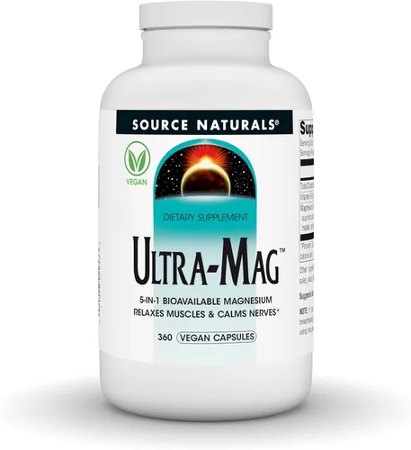 Vista 7 de Source Naturals Ultra-Mag, Suplemento dietético vegano, magnesio biodisponible 5 en 1, relaja los músculos y calma los nervios*, cápsulas veganas