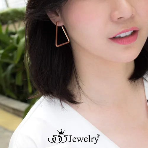 Vista 2 de 555Jewelry - Pendientes de triángulo de acero inoxidable para mujer