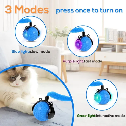 Vista 2 de Juguetes interactivos inteligentes para gatos para interiores, bola automática para mascotas, juguete de caza para gatitos, 3 modos estimulantes