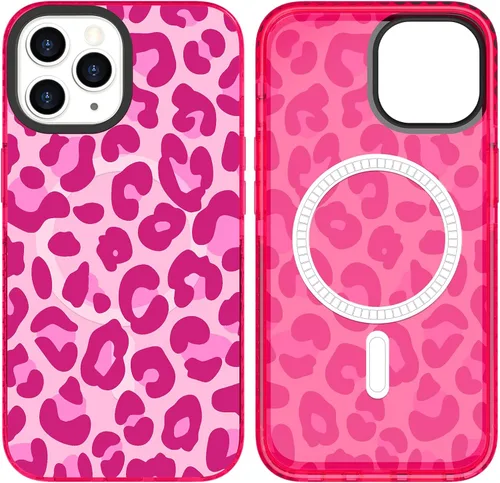 Vista 8 de SAKUULO Funda magnética para iPhone 11 Pro Max [Compatible con MagSafe] Patrón de Estampado de Leopardo Gris Claro Funda de Carga Inalámbrica