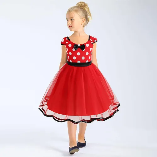 Vista 6 de Vestidos de princesa para niñas, vestido de Minnie Mouse, traje de cumpleaños de Minnie Mouse, disfraz de Minnie Mouse