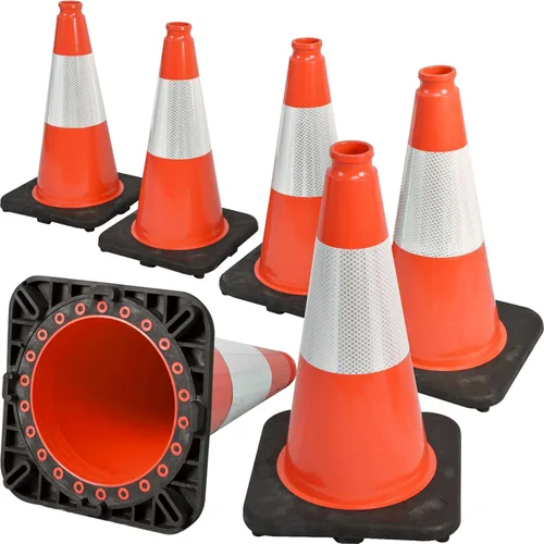 Vista 14 de Paquete de 6 conos de tráfico de PVC verdes de 12 pulgadas con base resistente, conos de seguridad de alta visibilidad para todo tipo de clima