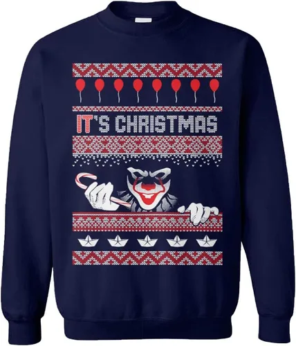 Vista 18 de Tcombo It's Christmas - Sudadera unisex con cuello redondo y payaso espeluznante para Navidad