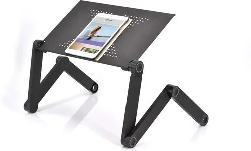 Vista 3 de Mesa de escritorio portátil ajustable para computadora portátil, ventilada, bandeja de cama ergonómica ligera para tableta, escritorio de regazo