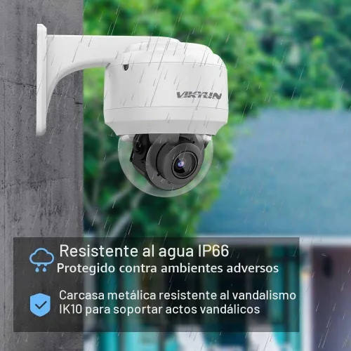 Vista 9 de VIKYLIN Cámara al aire libre 4K PTZ 8MP IP POE con audio de 2 vías Gris Blanco