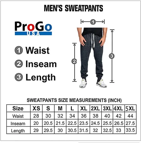 Vista 7 de PROGO USA Pantalones deportivos básicos de forro polar jaspeado para hombre, cintura elástica