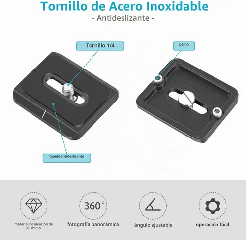 Vista 3 de NEEWER 28mm Junta de Bola de Trípode de Bajo Perfil con Rotación Panorámica de 360°, Placa de Liberación Rápida de 1/4" Tipo Arca y Nivel