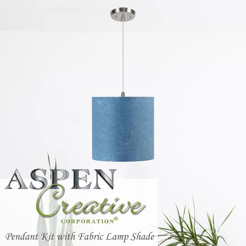 Vista 4 de Aspen Creative, 72306-11 - Kit de conversión de luz colgante de techo con pantalla de tela imperio de tapa dura, 14 pulgadas de ancho