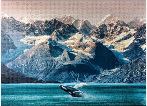Vista 9 de MyPuzzle Alaska Whales - Rompecabezas prémium de 100 piezas, fabricado en Estados Unidos