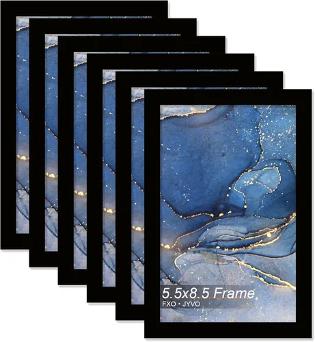 Vista 141 de Fxojyvo Marco de fotos de 5 x 8 pulgadas, marco negro para póster de fotos de 5 x 8 pulgadas, peso ligero y altamente transparente, marco de 5 x 8