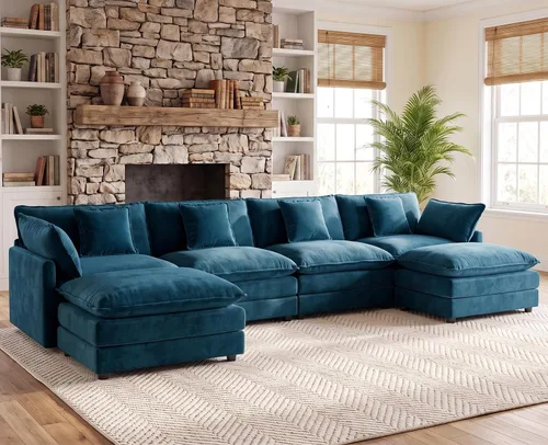 Vista 43 de 76.7" Cloud Couch for Living Room, Deep Seat Loveseat Sofa, Beige Breathable Chenille, 2-Seats Couch for Apartment Small Spaces, Pocket Spring