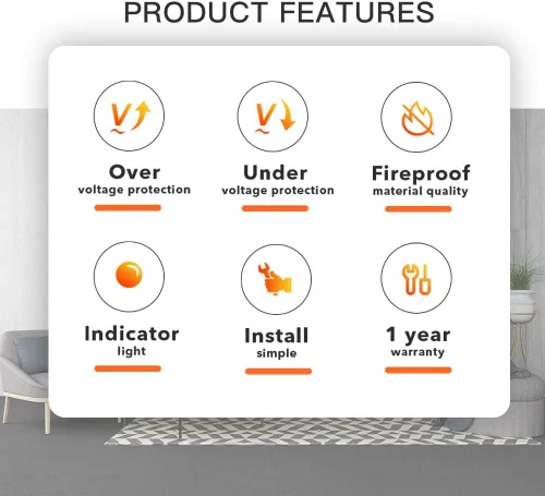 Vista 7 de BXST Protector electrónico de voltaje y sobretensiones Protector de voltaje de enchufe de cuatro salidas para el hogar 350° enchufe giratorio Delay