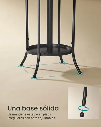 Vista 4 de SONGMICS - Perchero de metal independiente, con soporte para paraguas, 12 ganchos