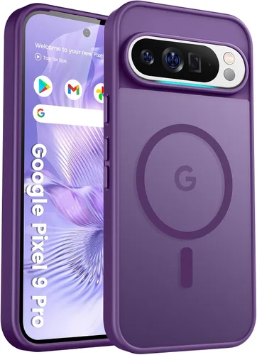 Vista 46 de Funda para teléfono Google Pixel 9 Pro XL, Compatible con Magnético, Protección contra Caídas de Grado Militar Translúcida Mate Resistente a Golpes
