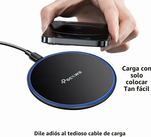 Vista 6 de Pocxwa Cargador inalámbrico para Samsung iPhone LG, almohadilla de carga inalámbrica rápida