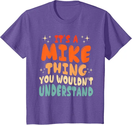 Vista 52 de Camiseta retro de los años 80 con texto en inglés "It's A Mike Thing You Wouldn't Understand", Negro